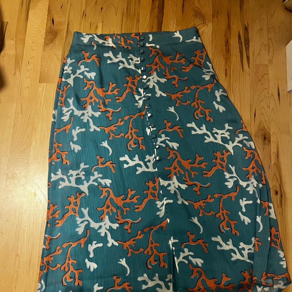 Anthropologie Blue Asymmetrical Pencil Midi Skirt